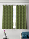 Romee Green Leafy Patterned Set of 2 Window Curtains