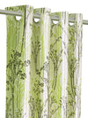 Romee Parrot Green Leafy Patterned Set of 2 Window Curtains