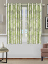 Romee Parrot Green Leafy Patterned Set of 2 Window Curtains