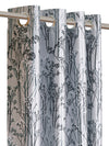 Romee Grey Leafy Patterned Set of 2 Window Curtains