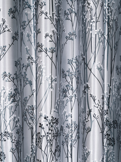Romee Grey Leafy Patterned Set of 2 Window Curtains