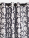 Romee Grey Floral Patterned Set of 2 Window Curtains