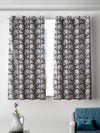 Romee Grey Floral Patterned Set of 2 Window Curtains