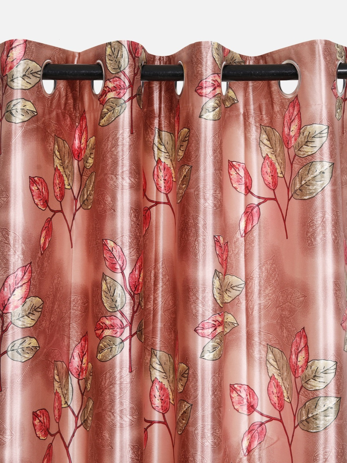 Romee Peach Floral Patterned Set of 2 Window Curtains
