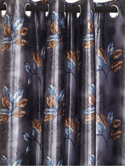Romee Grey Floral Patterned Set of 2 Window Curtains