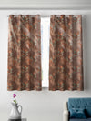 Romee Brown Floral Patterned Set of 2 Window Curtains