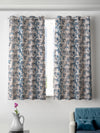 Romee Blue & White Floral Patterned Set of 2 Window Curtains