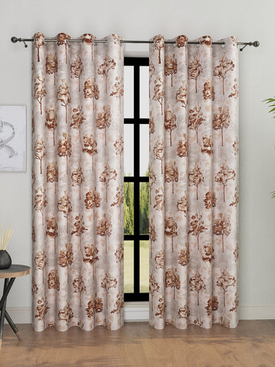Romee Gold & Cream Floral Patterned Set of 2 Door Curtains