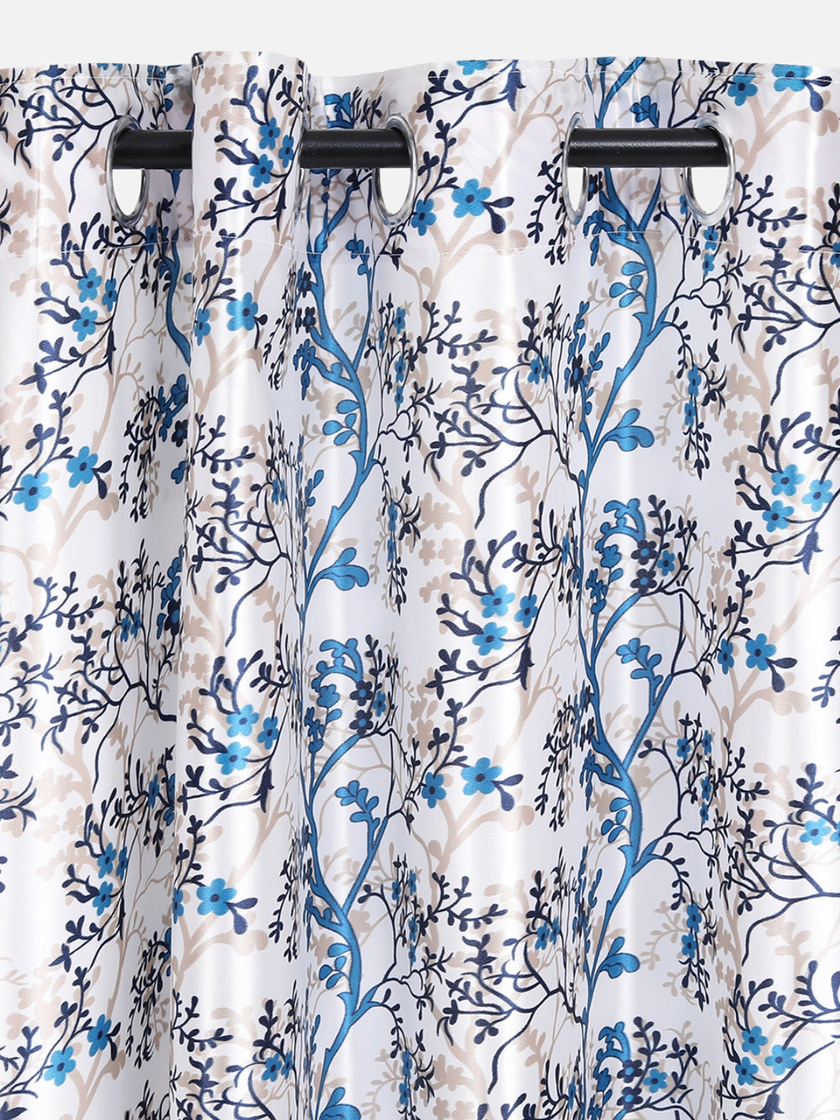 Romee Blue & White Floral Patterned Set of 2 Door Curtains