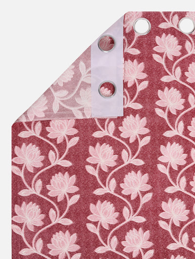 Romee Pink Floral Patterned Set of 2 Long Door Curtains