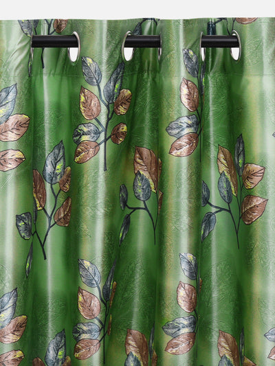 Romee Green Floral Patterned Set of 2 Long Door Curtains