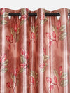 Romee Peach Floral Patterned Set of 2 Long Door Curtains