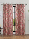 Romee Peach Floral Patterned Set of 2 Long Door Curtains