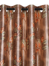 Romee Brown Floral Patterned Set of 2 Long Door Curtains