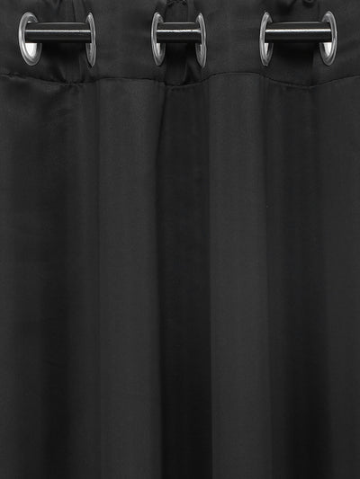 Romee Black Solid Patterned Set of 2 Door Curtains