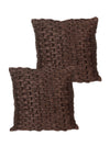 Brown Set of 5 Geometric Patterned Chenille Square Cushion Covers