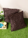 Brown Set of 5 Geometric Patterned Chenille Square Cushion Covers