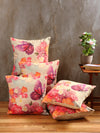 Soft Jute Jasmine Floral Print Throw Pillow/Cushion Covers 16 x 16 inch Set of 5 - Multicolor