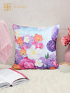 Blue Set of 5 Floral Patterned Jute Square Cushion Covers