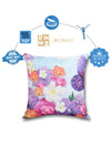 Blue Set of 5 Floral Patterned Jute Square Cushion Covers