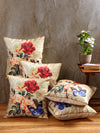 Soft Jute Painterly Floral Print Throw Pillow/Cushion Covers 16x16 inch Set of 5 - Multicolor