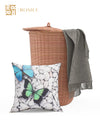 Soft Jute Butterfly Abstract Print Throw Pillow/Cushion Covers 16x16 inch Set of 5 - Multicolor