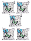 Soft Jute Butterfly Abstract Print Throw Pillow/Cushion Covers 16x16 inch Set of 5 - Multicolor