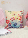 Soft Jute Floral Print Throw Pillow/Cushion Covers 16x16 inch, Set of 5 - Multicolor