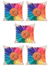 Soft Jute California Floral Printed Cushion Covers 16x16, Set of 5 - Multicolor