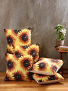 Soft Jute Floral Print Throw Pillow/Cushion Covers 16 x 16 inch Set of 5 - Multicolor