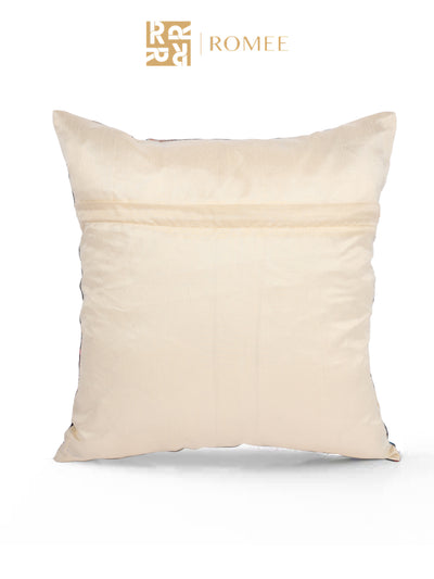 Polyester Jute Feather Printed Cushion Covers 16 inch x 16 inch, Set of 5 - Multicolor