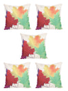 White Set of 5 Floral Patterned Jute Square Cushion Covers