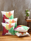 White Set of 5 Floral Patterned Jute Square Cushion Covers