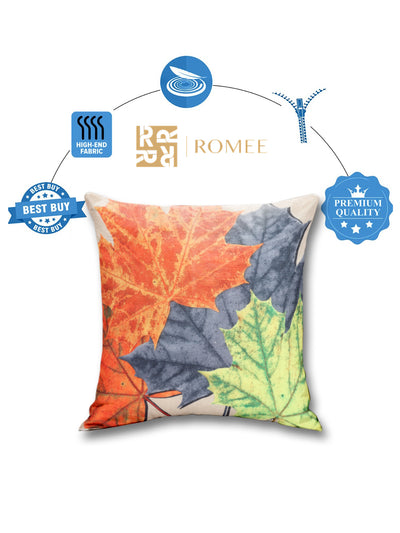 Maple Leaves Printed Floral 5 Piece Polyester Cushion Cover Set - 16" x 16", Multicolour