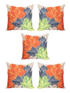 Maple Leaves Printed Floral 5 Piece Polyester Cushion Cover Set - 16" x 16", Multicolour