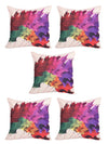 Floral 5 Piece Polyester Cushion Cover - 16"x16", Multicolour