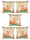 Maple Leaves Printed Floral 5 Piece Polyester Cushion Cover Set - 16" x 16", Multicolour