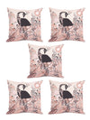 Soft Jute Peacock Print Throw Pillow/Cushion Covers 16x16 inch Set of 5 - Multicolor