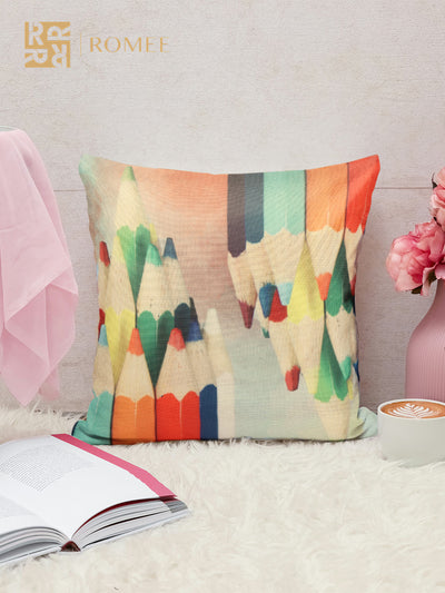 Pencil Print Geometric 5 Piece Polyester Cushion Cover Set - 16" x 16", Multicolour