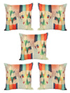 Pencil Print Geometric 5 Piece Polyester Cushion Cover Set - 16" x 16", Multicolour