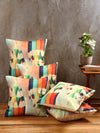 Pencil Print Geometric 5 Piece Polyester Cushion Cover Set - 16" x 16", Multicolour