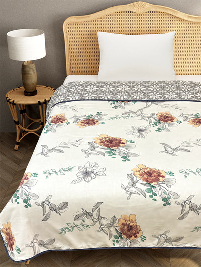 White & Grey Cotton Double Bed Dohar