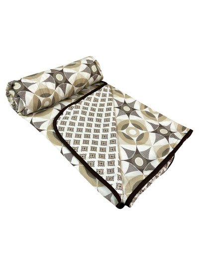 Beige & Grey Cotton Double Bed Dohar