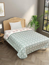 Off White & Teal Cotton Double Bed Dohar