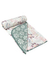 Off White & Teal Cotton Double Bed Dohar