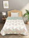 Off White & Teal Cotton Double Bed Dohar