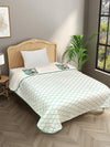 White & Green Cotton Double Bed Dohar