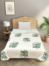 White & Green Cotton Double Bed Dohar