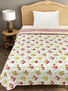 White & Green Cotton Double Bed Dohar