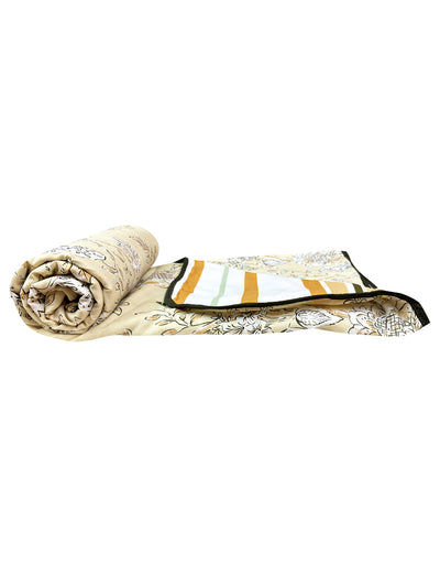 Beige & White Cotton Double Bed Dohar